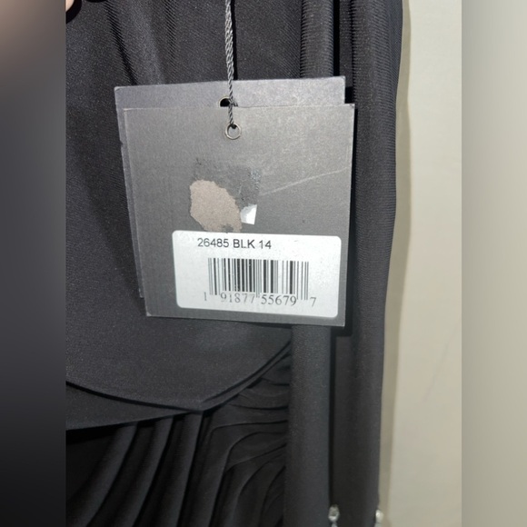 Mac Duggal 26485 NWT FOLDOVER LONG SLEEVE JEWELED MIDI DRESS - Picture 6 of 10